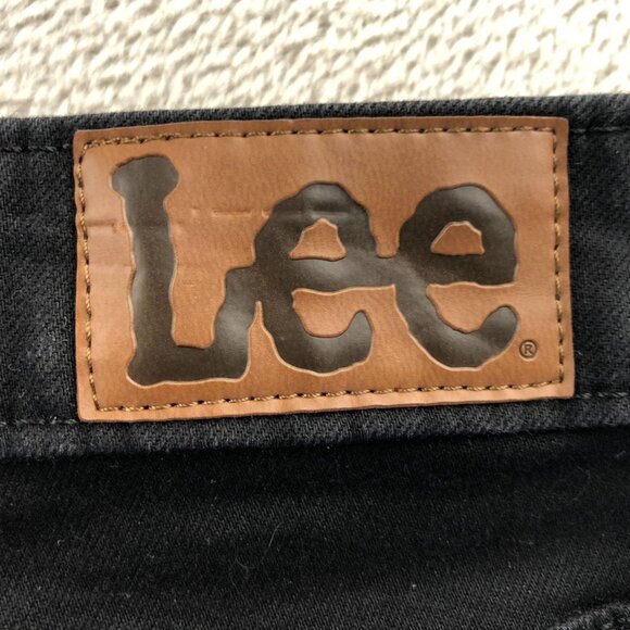 Lee Womens Jeans Size 16 Short Straight Leg Classic Black Denim Casual Stretch - Picture 12 of 14